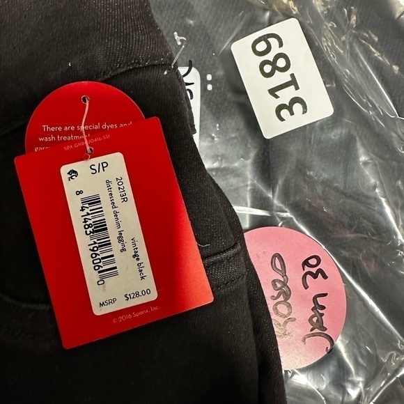 SPANX Distressed Denim Legging VTG Black 20213R Pull On Stretch Jegging Pant S/P - Picture 13 of 13